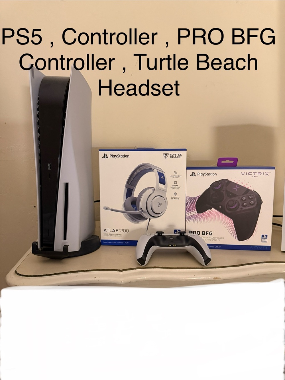 Sony PS5 Console Bundle with White and Black DualSense + White and Blue Headset
